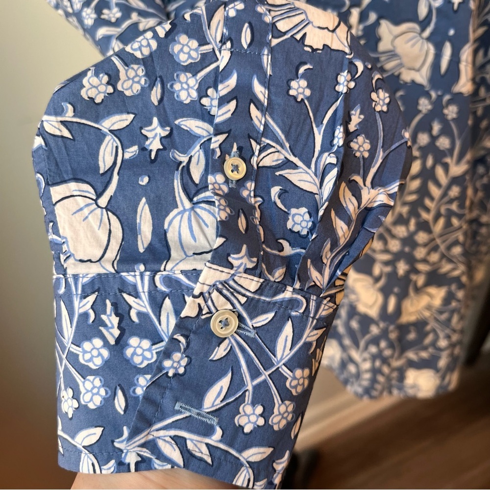 NWOT Talbots Blue and White Floral Blouse - Picture 3 of 8